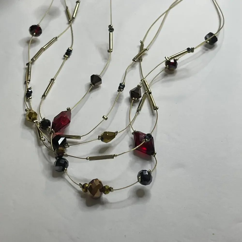 Chico's beaded necklace on wire faceted beads costume signed jewelry beaded - Picture 8 of 13